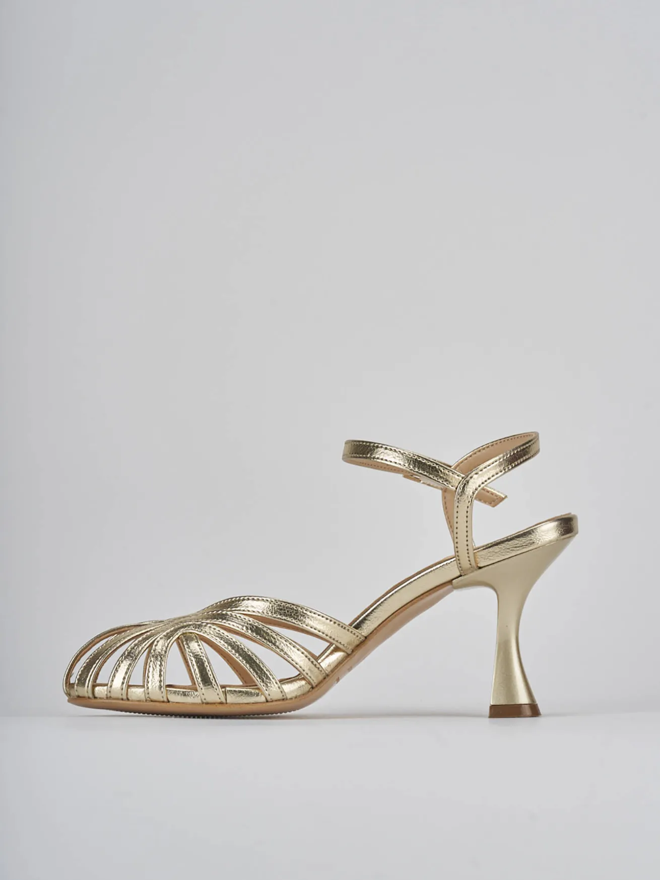 Sandali tacco 6cm pelle oro