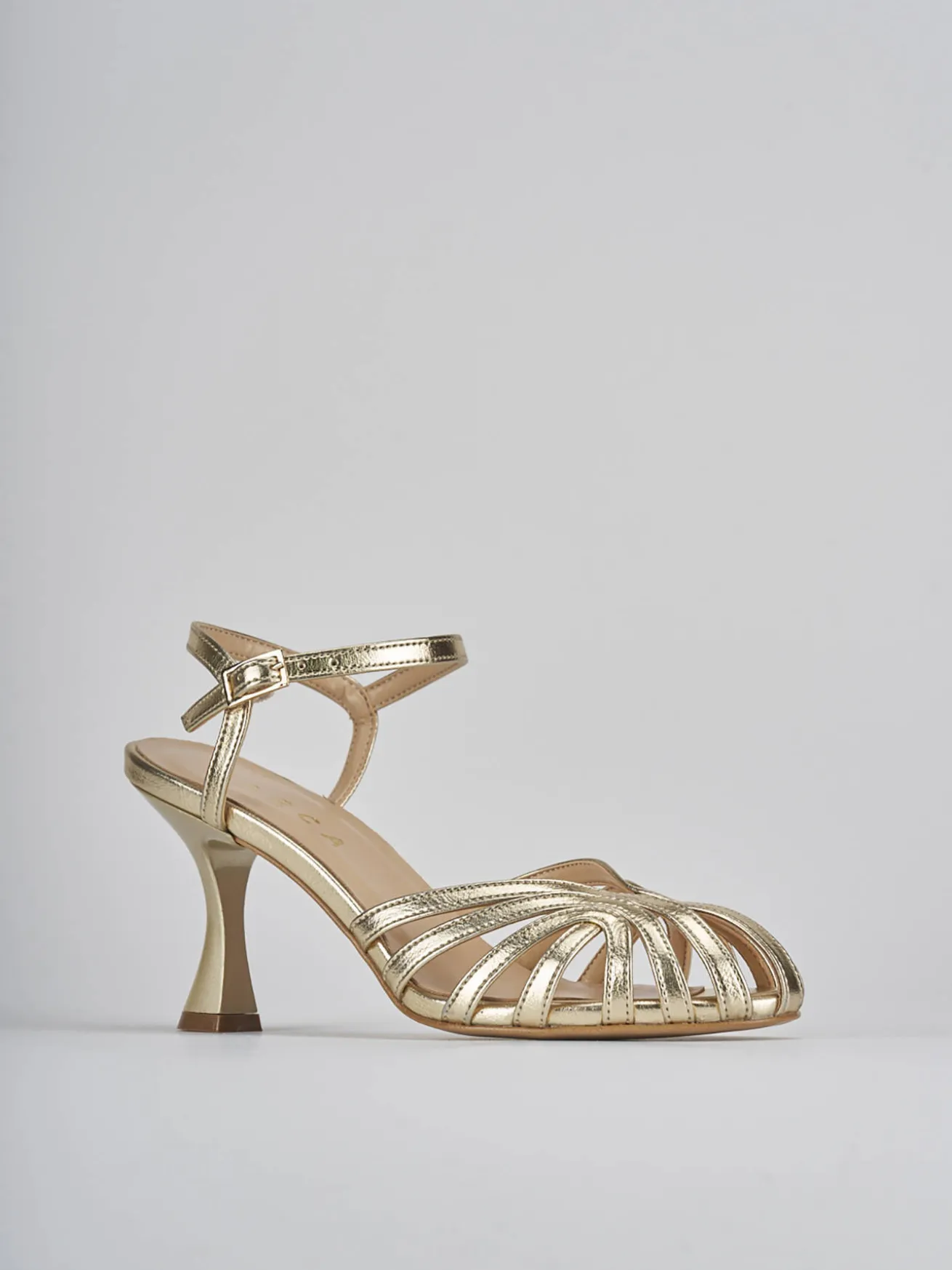 Sandali tacco 6cm pelle oro