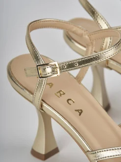 Sandali tacco 6cm pelle oro