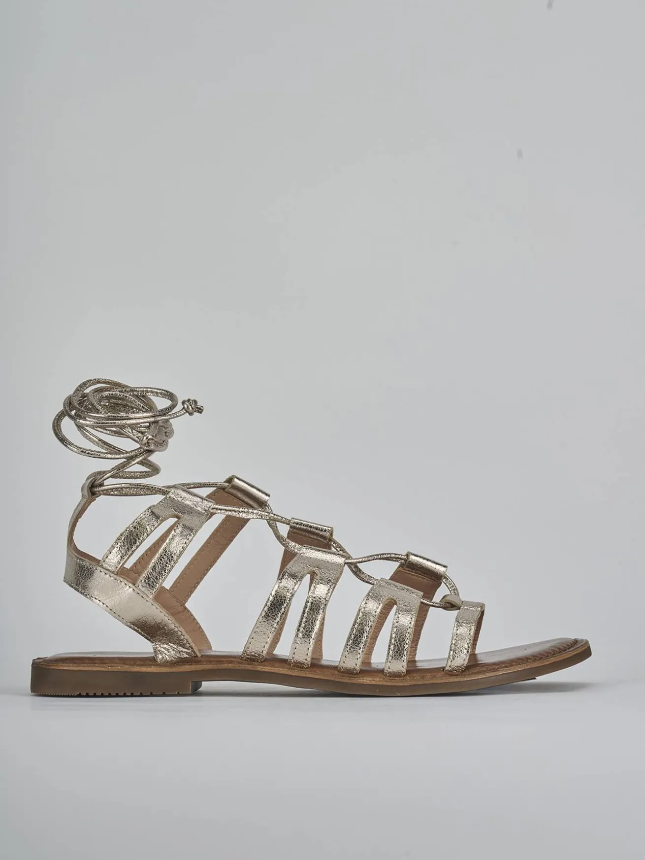 Sandali tacco 1cm pelle oro