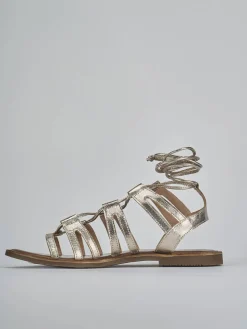 Sandali tacco 1cm pelle oro