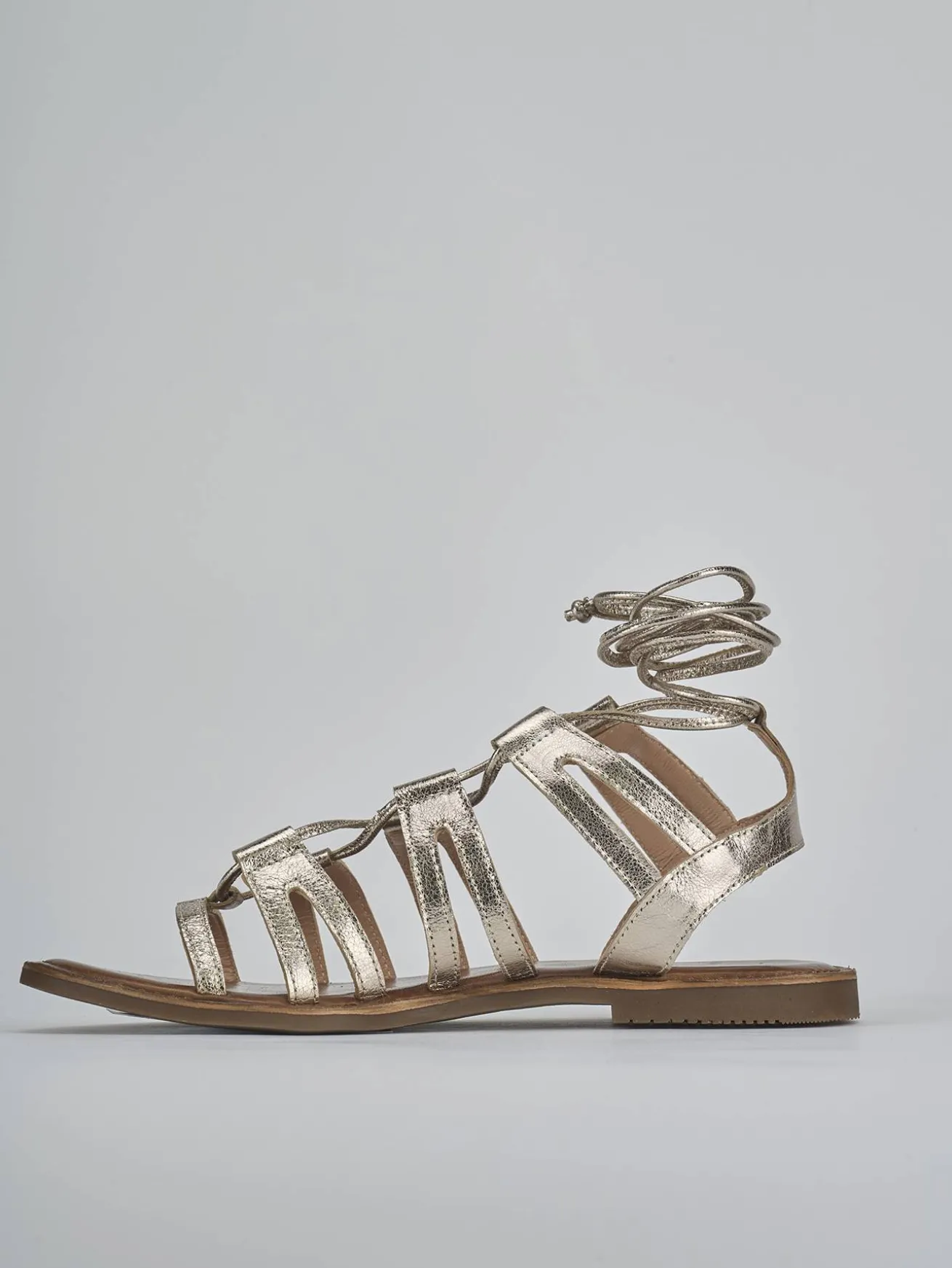 Sandali tacco 1cm pelle oro