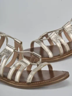 Sandali tacco 1cm pelle oro