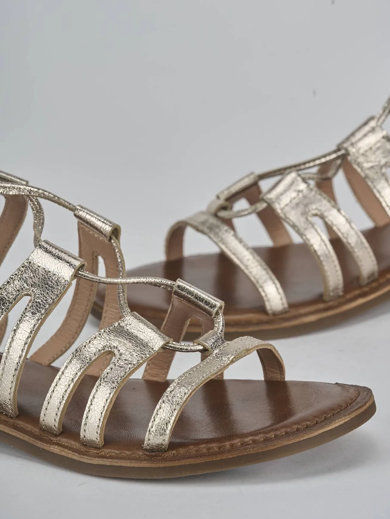 Sandali tacco 1cm pelle oro