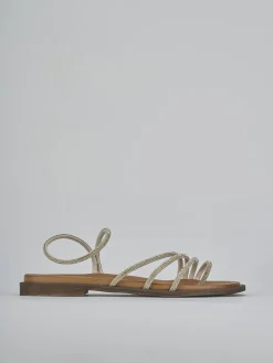 Sandali tacco 1cm pelle oro