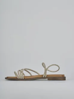 Sandali tacco 1cm pelle oro