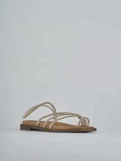 Sandali tacco 1cm pelle oro