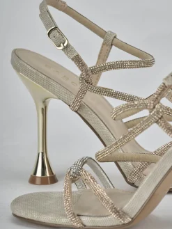 Sandali tacco 10cm pelle oro