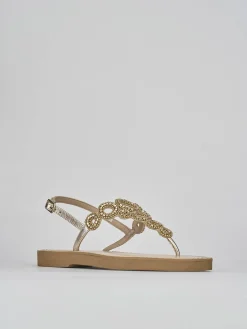 Sandali tacco 1cm pelle oro