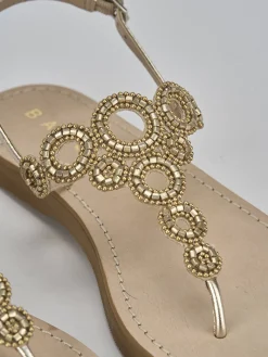 Sandali tacco 1cm pelle oro