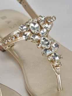 Sandali tacco 1cm pelle oro