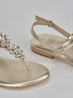 Sandali tacco 1cm pelle oro