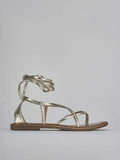 Sandali tacco 1cm pelle oro