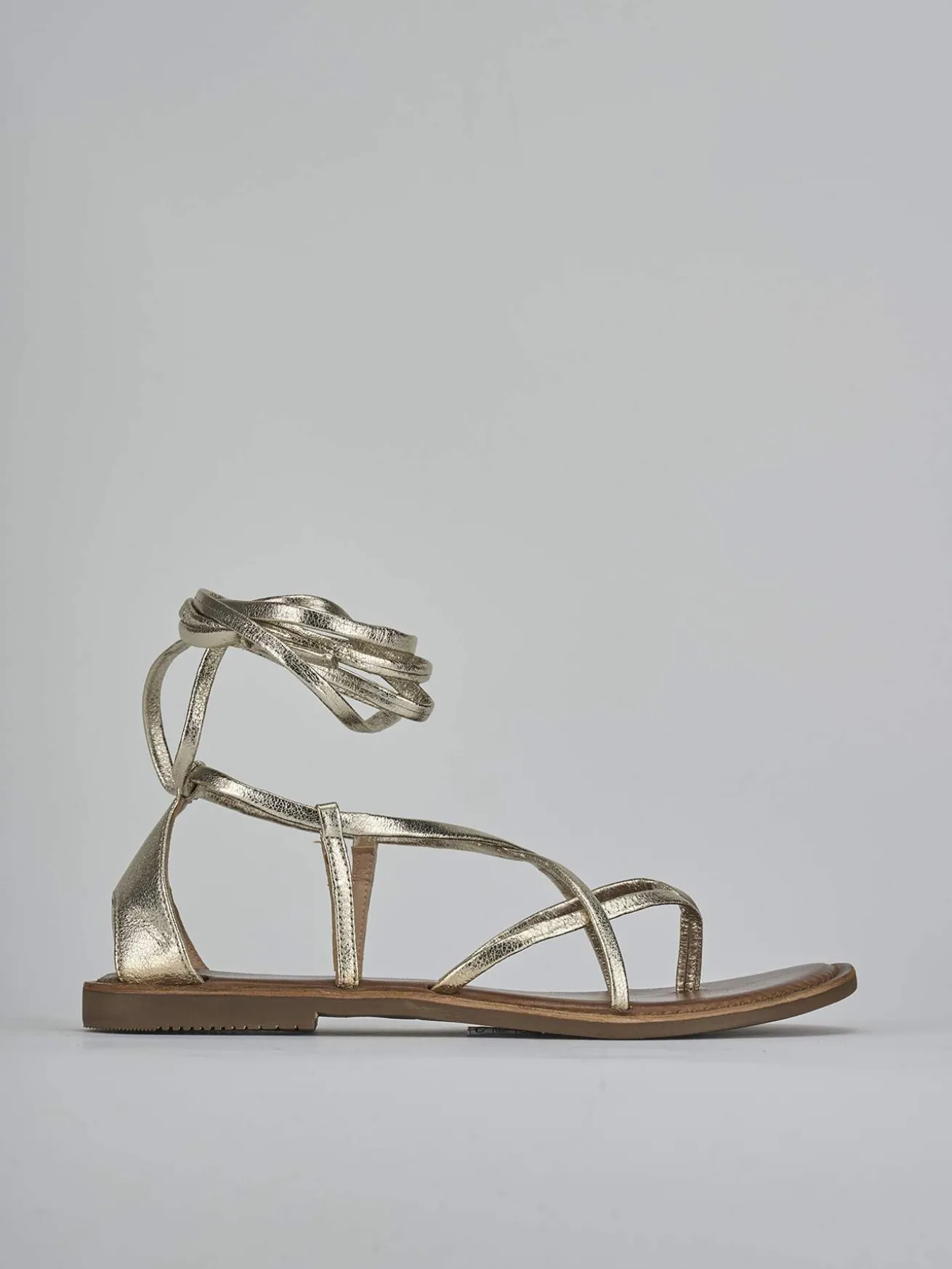 Sandali tacco 1cm pelle oro