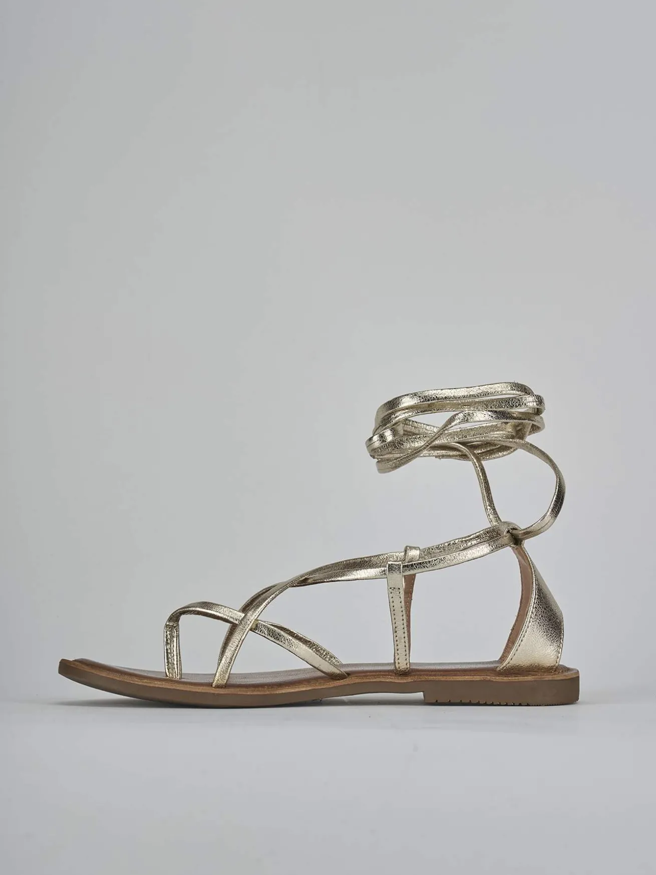 Sandali tacco 1cm pelle oro