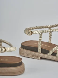 Sandali tacco 2cm pelle oro