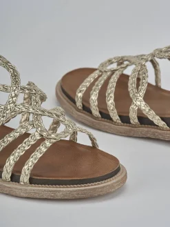 Sandali tacco 2cm pelle oro