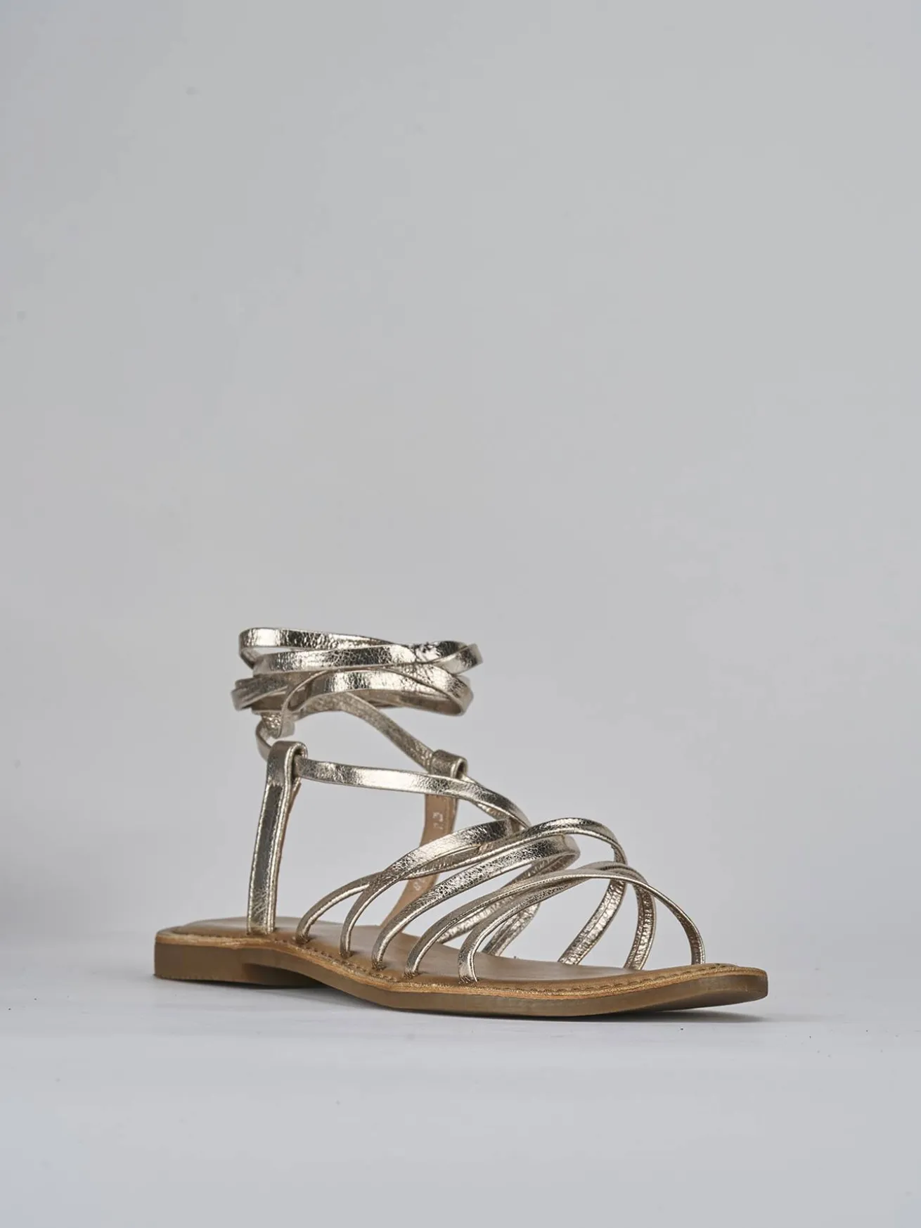 Sandali tacco 1cm pelle oro