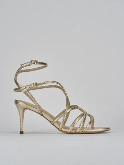 Sandali tacco 7cm pelle oro