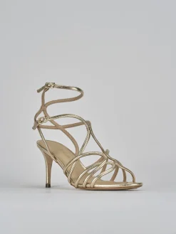 Sandali tacco 7cm pelle oro