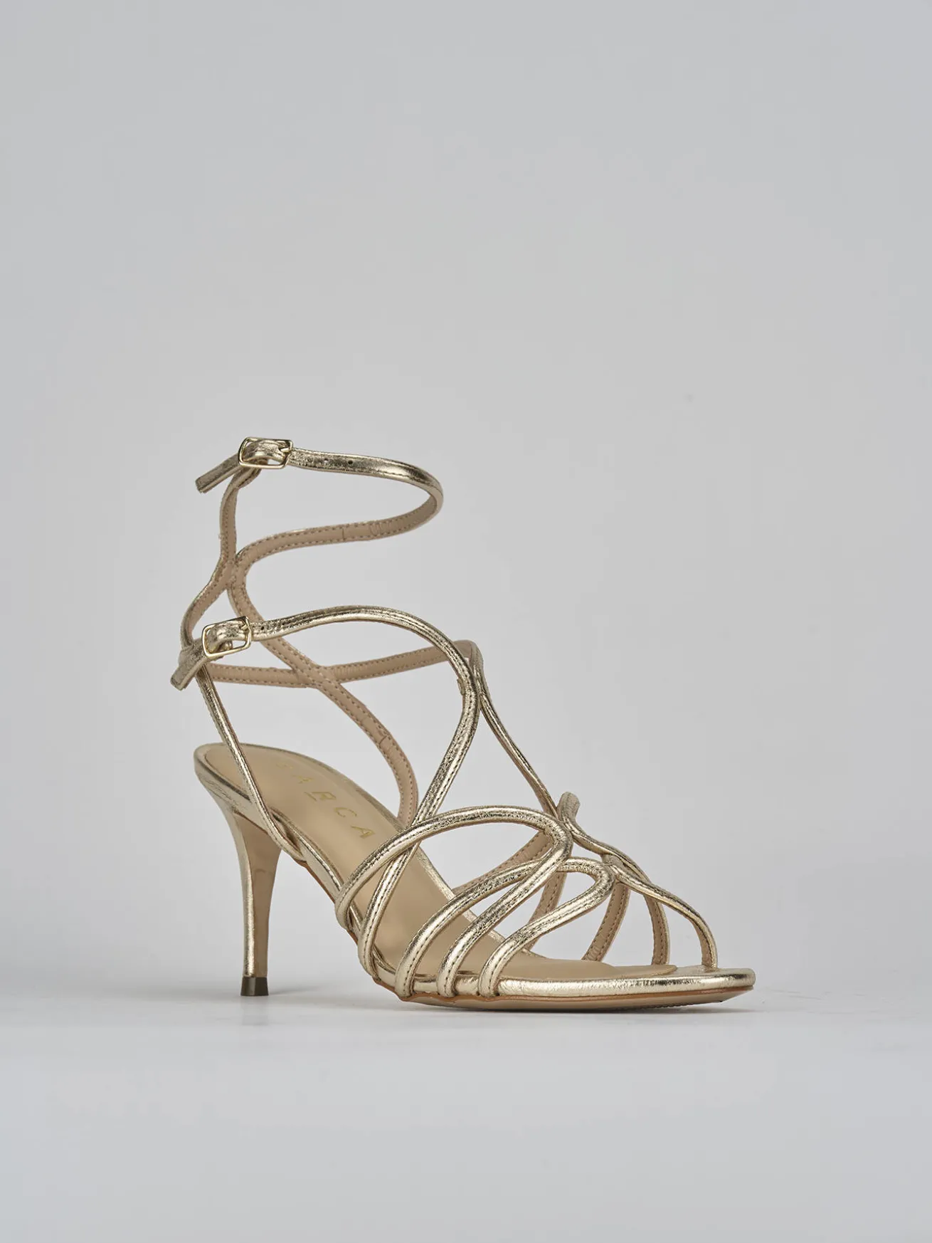 Sandali tacco 7cm pelle oro