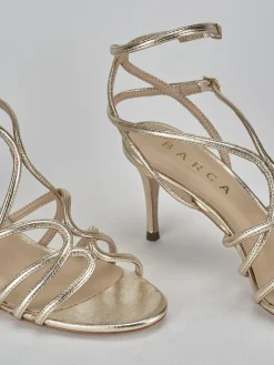 Sandali tacco 7cm pelle oro