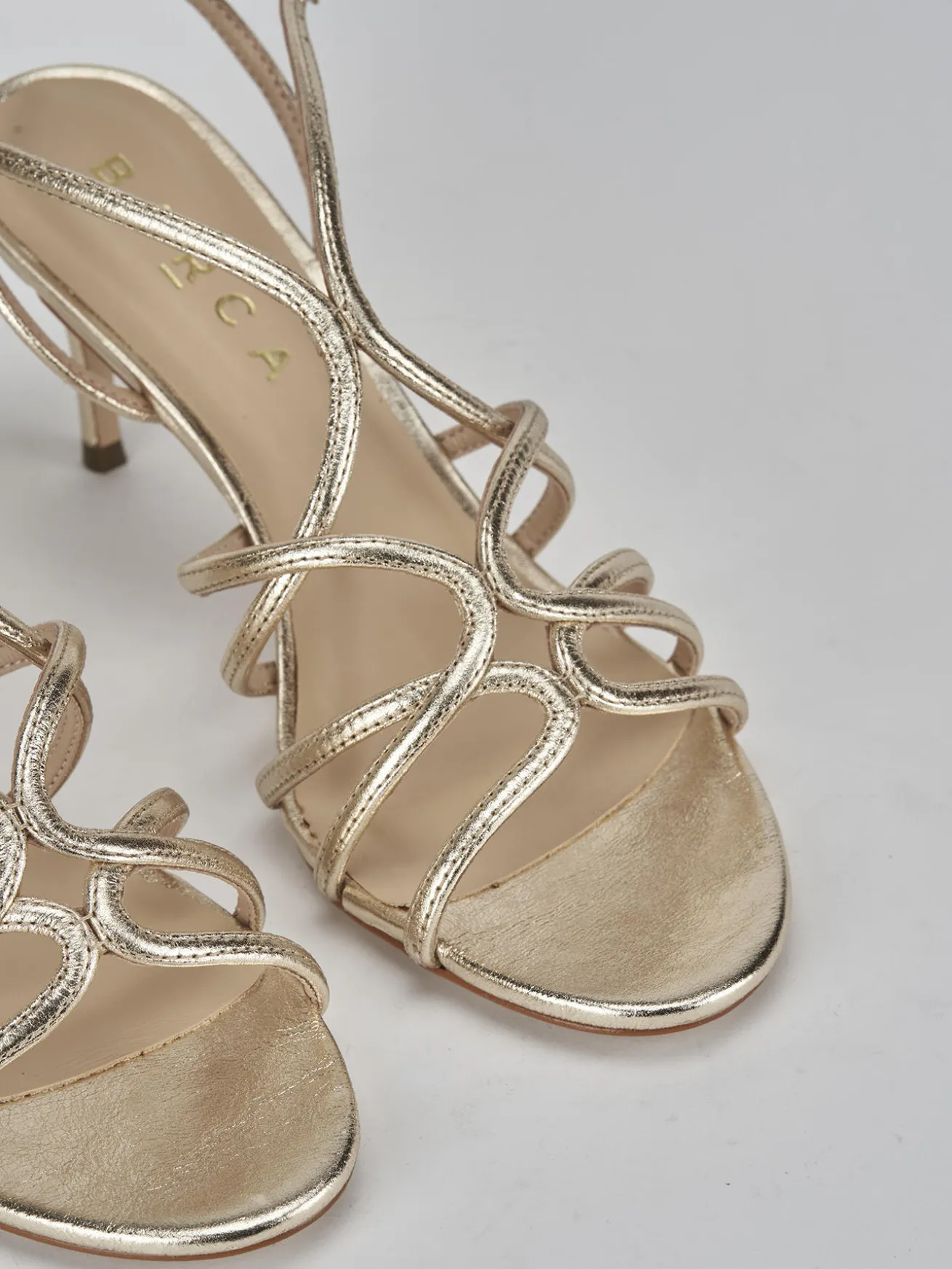 Sandali tacco 7cm pelle oro