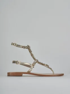 Sandali tacco 1cm pelle oro