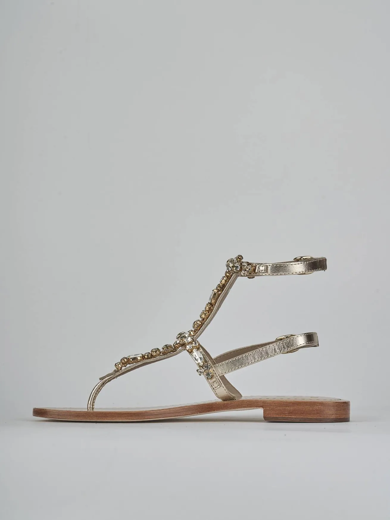 Sandali tacco 1cm pelle oro