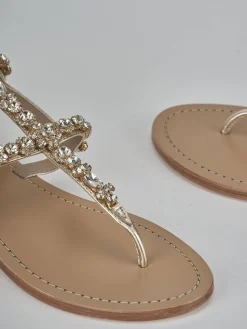 Sandali tacco 1cm pelle oro