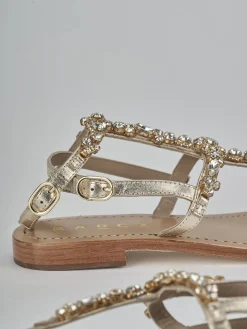 Sandali tacco 1cm pelle oro