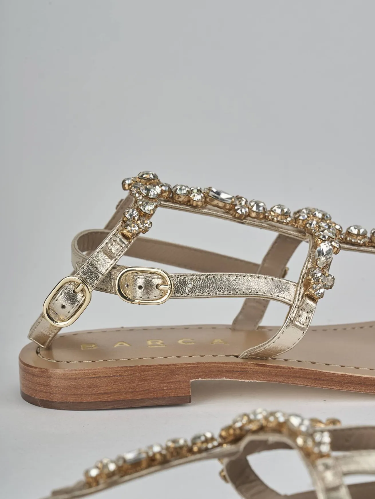 Sandali tacco 1cm pelle oro