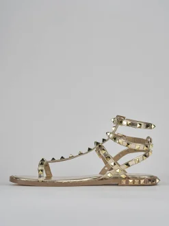 Sandali tacco 1cm pelle oro