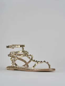 Sandali tacco 1cm pelle oro