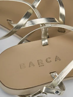 Sandali tacco 1cm pelle oro