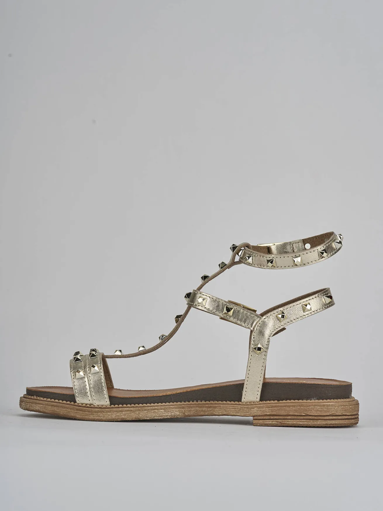 Sandali tacco 1cm pelle oro