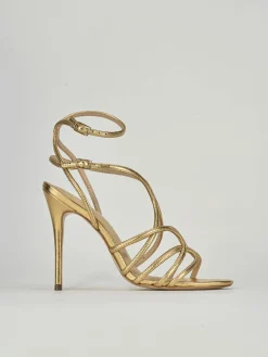 Sandali tacco 10cm pelle oro
