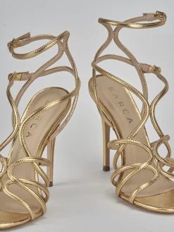 Sandali tacco 10cm pelle oro