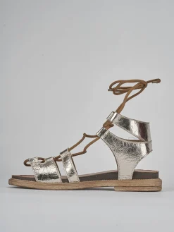 Sandali tacco 1cm pelle oro