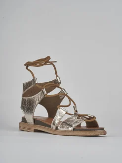 Sandali tacco 1cm pelle oro