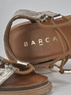 Sandali tacco 1cm pelle oro