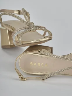 Sandali tacco 5cm pelle oro