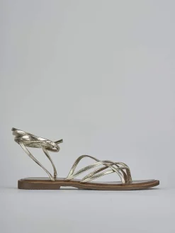 Sandali tacco 1cm pelle oro