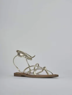 Sandali tacco 1cm pelle oro