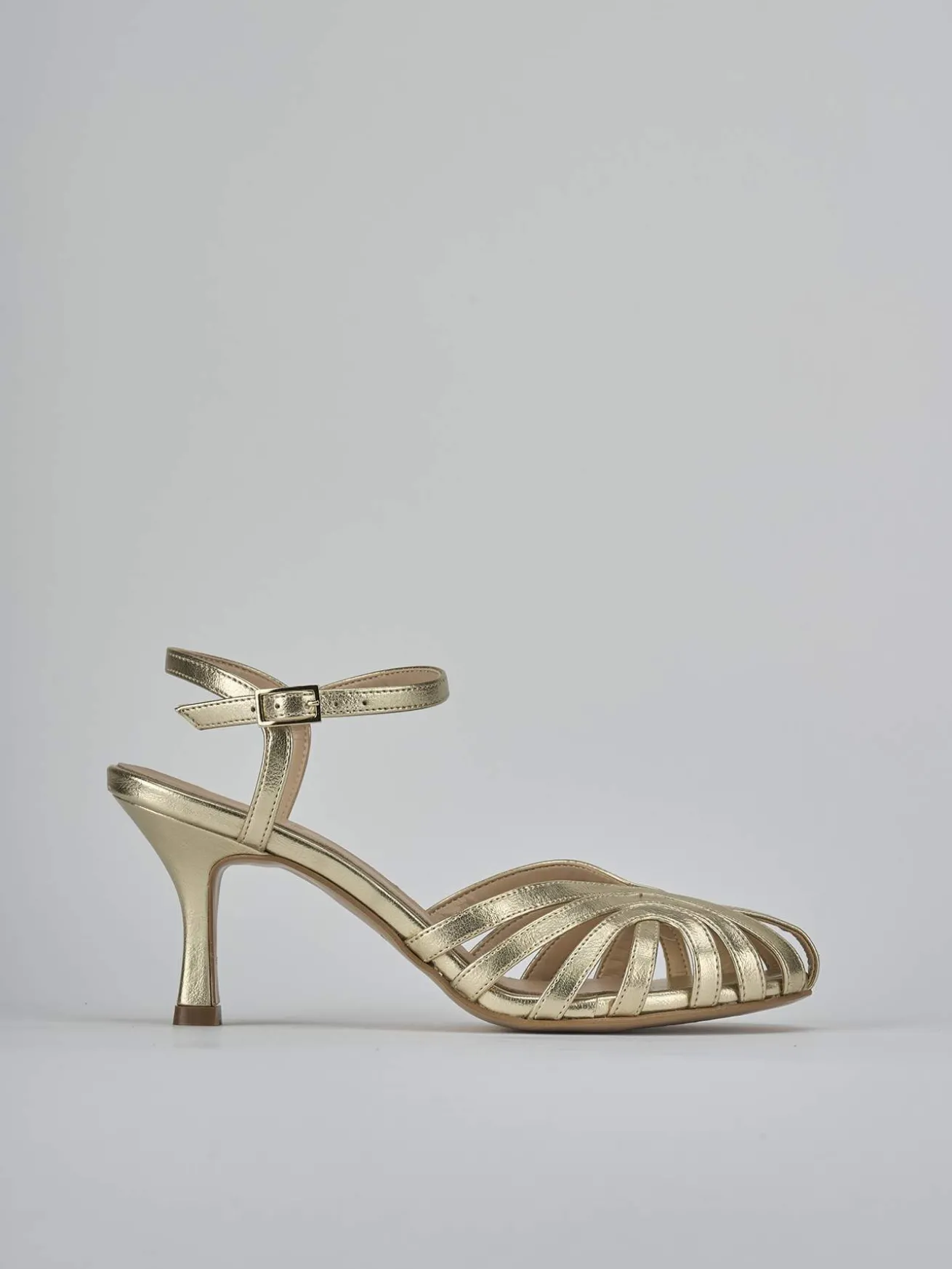 Sandali tacco 6cm pelle oro