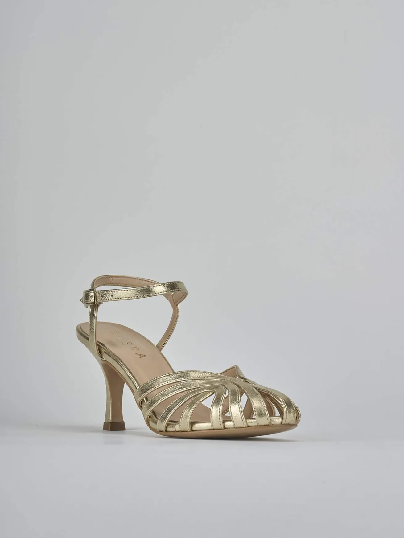 Sandali tacco 6cm pelle oro