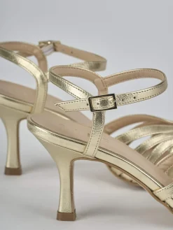 Sandali tacco 6cm pelle oro