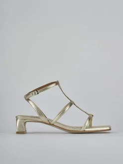 Sandali tacco 4cm pelle oro