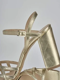 Sandali tacco 9cm pelle oro