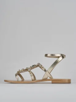 Sandali tacco 1cm pelle oro